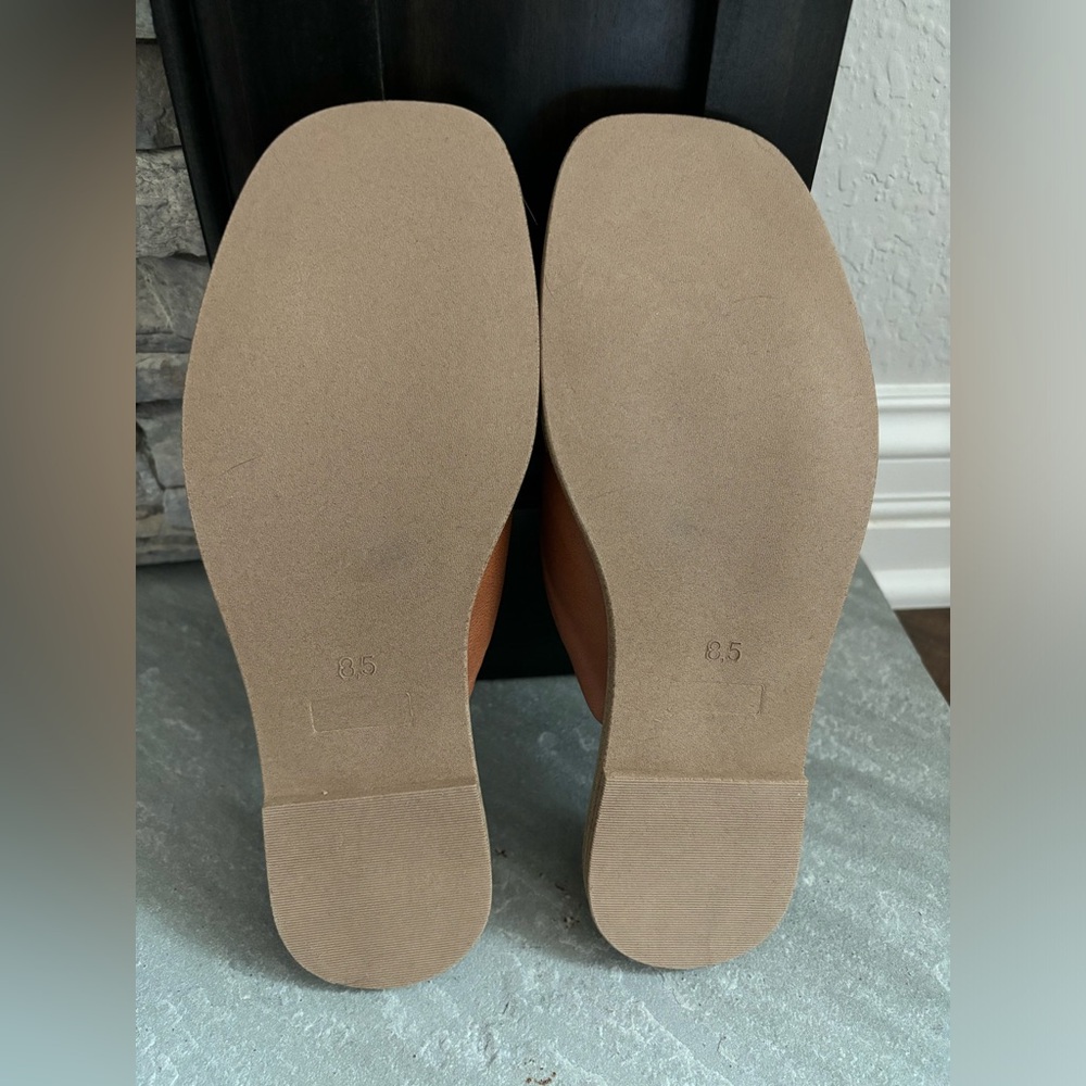 Seychelles Women’s Size 8.5 Tan Leather Gold End Of Time Slide Sandal FLAW - Picture 7 of 10